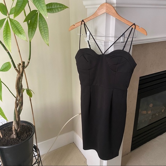 NWT Black Bodycon Strappy Mini Dress - Picture 2 of 6